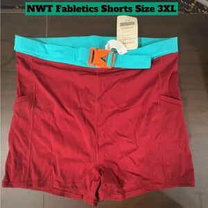 NWT Fabletics Red/burgundy & teal Shorts with pockets Size 3XL